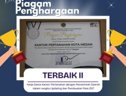 Kantor Pertanahan Kota Medan Raih Penghargaan Kerja Sama Pembuatan Peta ZNT 2025