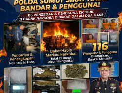 116 Pengedar dan Pengguna Diciduk, Polda Sumut Bakar 21 Barak Narkoba dalam Dua Hari