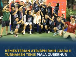 Kementerian ATR/BPN Raih Juara II Beregu Turnamen Tenis Piala Gubernur DKI Jakarta 2026