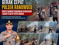 Gerak Cepat Polsek Ranowulu Bantu Damkar Tangani Kebakaran Lahan di Batu Putih Bawah Personel Polri Turun Langsung ke Lokasi, Tidak Ada Korban Jiwa