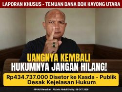 Temuan Dana BOK Kayong Utara Rp434.737.000 Disetor ke Kasda — Publik Pertanyakan Status Hukum Perkara